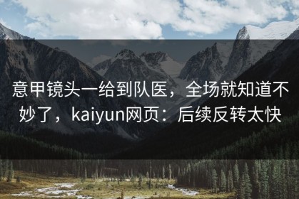 意甲镜头一给到队医，全场就知道不妙了，kaiyun网页：后续反转太快