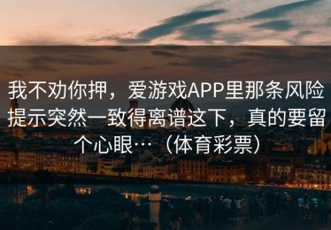 我不劝你押，爱游戏APP里那条风险提示突然一致得离谱这下，真的要留个心眼…（体育彩票）