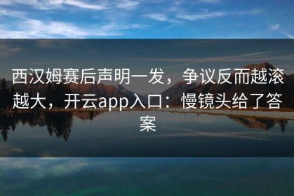 西汉姆赛后声明一发，争议反而越滚越大，开云app入口：慢镜头给了答案