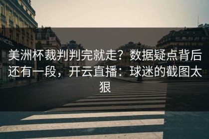 美洲杯裁判判完就走？数据疑点背后还有一段，开云直播：球迷的截图太狠