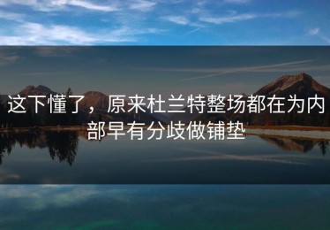 这下懂了，原来杜兰特整场都在为内部早有分歧做铺垫