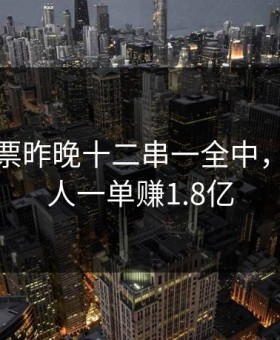 双赢彩票昨晚十二串一全中，群里有人一单赚1.8亿