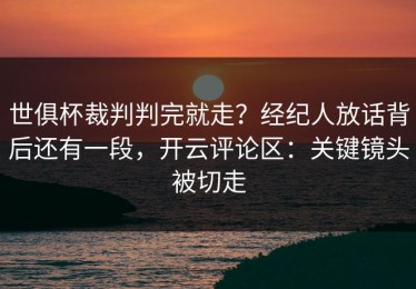 世俱杯裁判判完就走？经纪人放话背后还有一段，开云评论区：关键镜头被切走