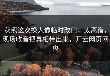 灰熊这次换人像临时改口，太离谱，现场收音把真相带出来，开云网页网页