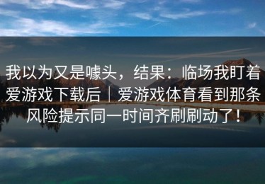 我以为又是噱头，结果：临场我盯着爱游戏下载后｜爱游戏体育看到那条风险提示同一时间齐刷刷动了！