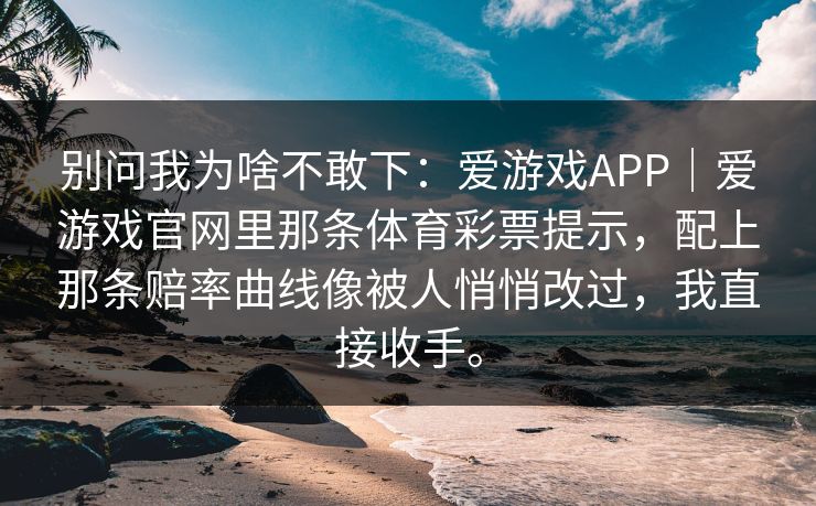 别问我为啥不敢下：爱游戏APP｜爱游戏官网里那条体育彩票提示，配上那条赔率曲线像被人悄悄改过，我直接收手。