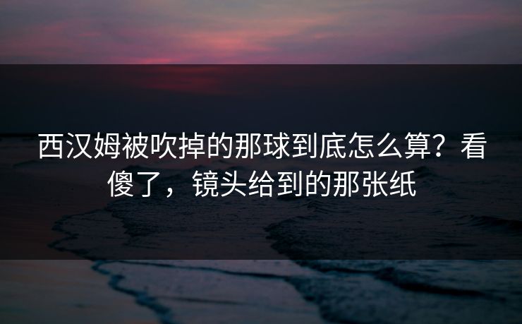 西汉姆被吹掉的那球到底怎么算?看傻了,镜头给到的那张纸 西汉姆被吹掉的那球到底怎么算?看傻了,镜头给到的那张纸